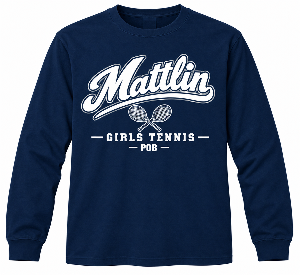POB Mattlin Girls Tennis Heritage Script Long-Sleeve Shirt | Navy