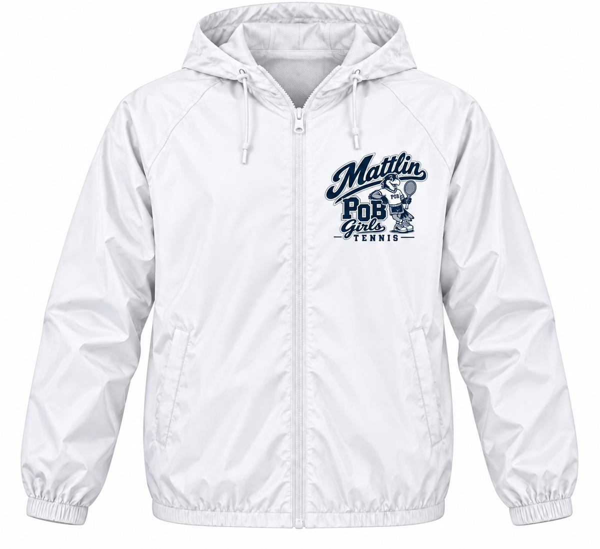 POB Mattlin Girls Tennis Retro Hawks Full-Zip Windbreaker | White