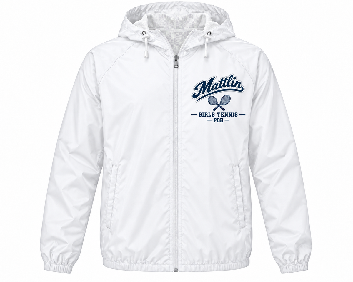 POB Mattlin Girls Tennis Heritage Script Full-Zip Windbreaker | White