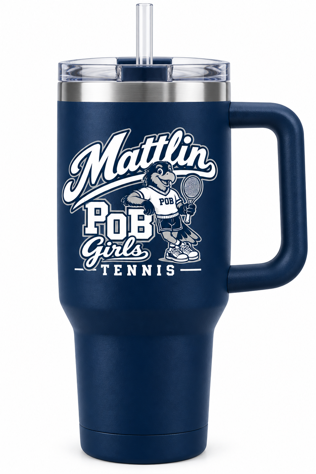 POB Mattlin Girls Tennis Retro Hawks Handled Tumbler | Navy