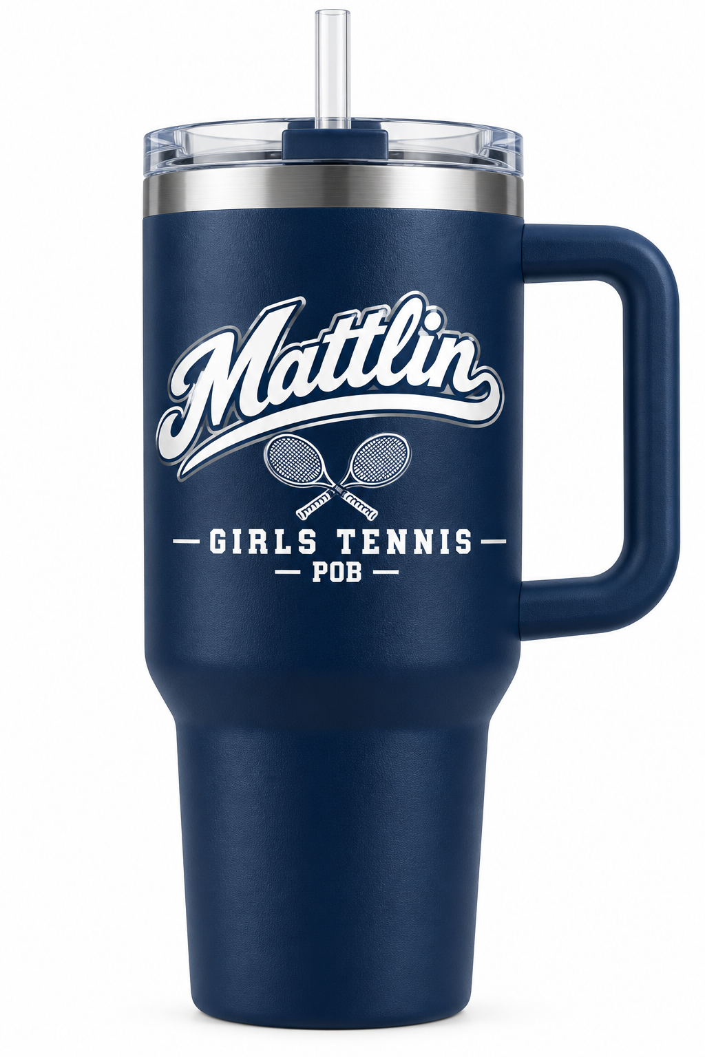 POB Mattlin Girls Tennis Heritage Script Handled Tumbler | Navy