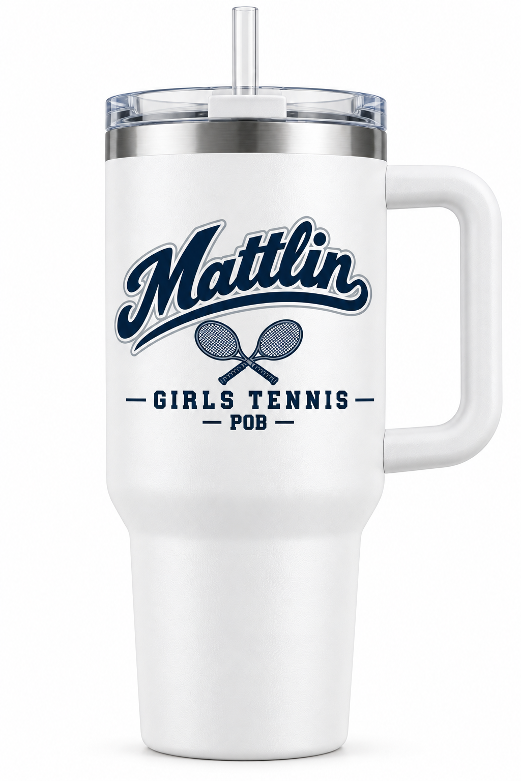 POB Mattlin Girls Tennis Heritage Script Handled Tumbler | White