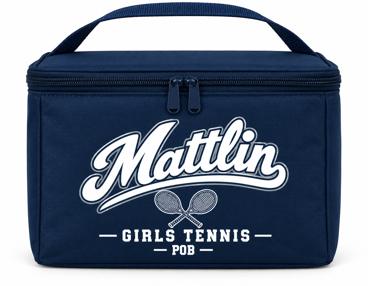 POB Mattlin Girls Tennis Heritage Script Insulated Lunch Cooler | Navy