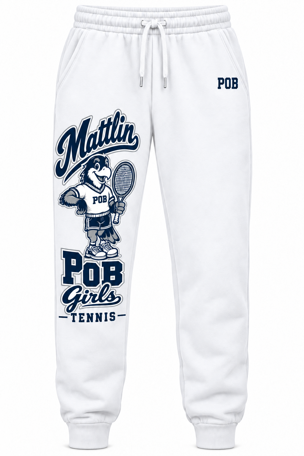 POB Mattlin Girls Tennis Retro Hawks Jogger Sweatpants | White