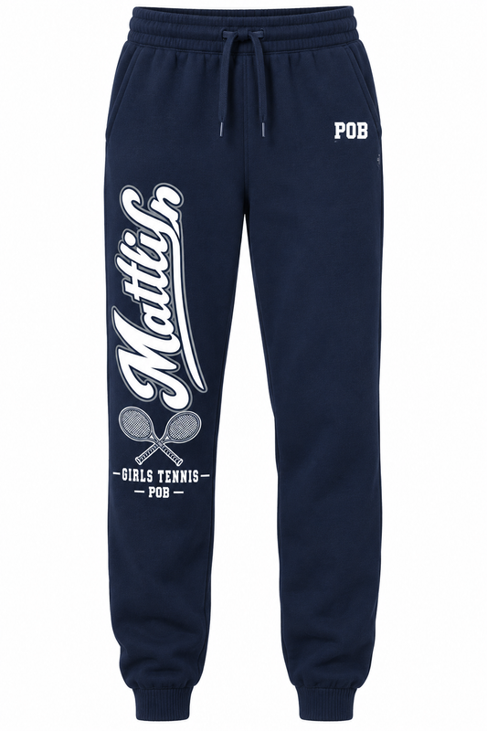 POB Mattlin Girls Tennis Heritage Script Jogger Sweatpants | Navy