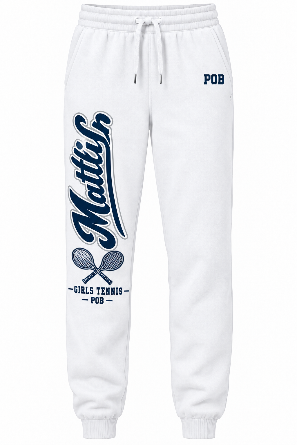 POB Mattlin Girls Tennis Heritage Script Jogger Sweatpants | White