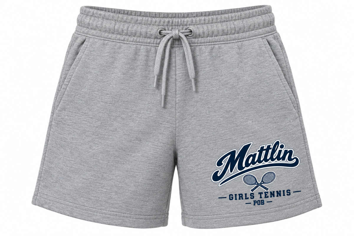 POB Mattlin Girls Tennis Heritage Script Athletic Shorts — Heather Gray