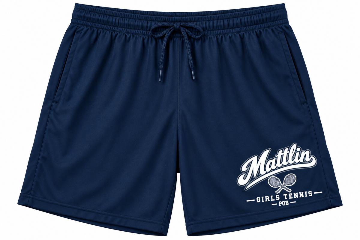 POB Mattlin Girls Tennis Heritage Script Athletic Shorts in Navy