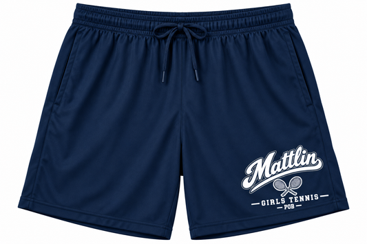 POB Mattlin Girls Tennis Heritage Script Athletic Shorts in Navy