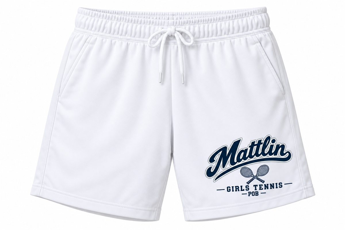 POB Mattlin Girls Tennis Heritage Script Athletic Shorts — White