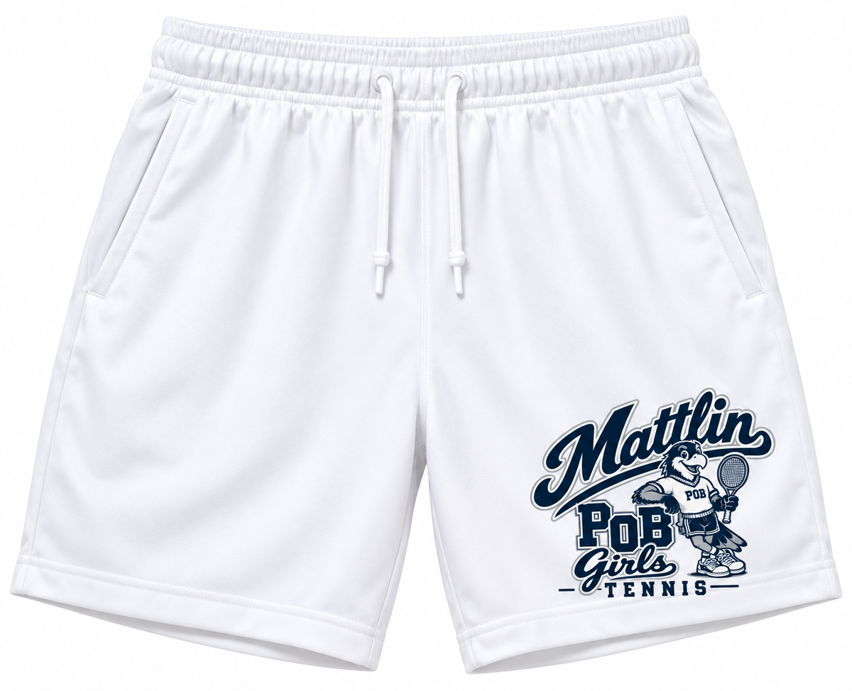 POB Mattlin Girls Tennis Retro Hawks Athletic Shorts — White