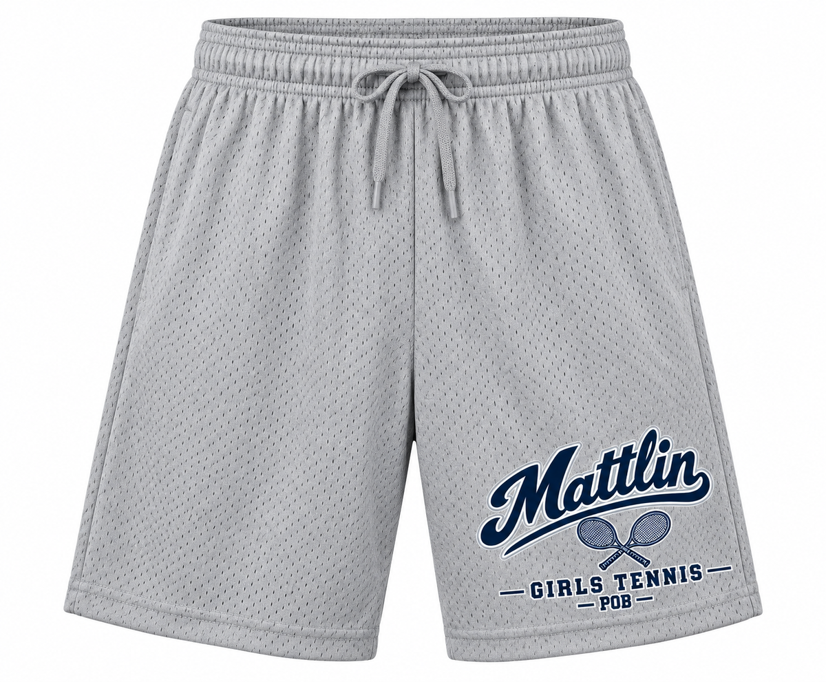 POB Mattlin Girls Tennis Heritage Script Basketball Shorts — Heather Gray