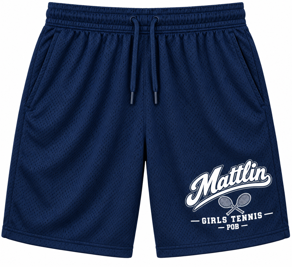 POB Mattlin Girls Tennis Heritage Script Basketball Shorts in Navy