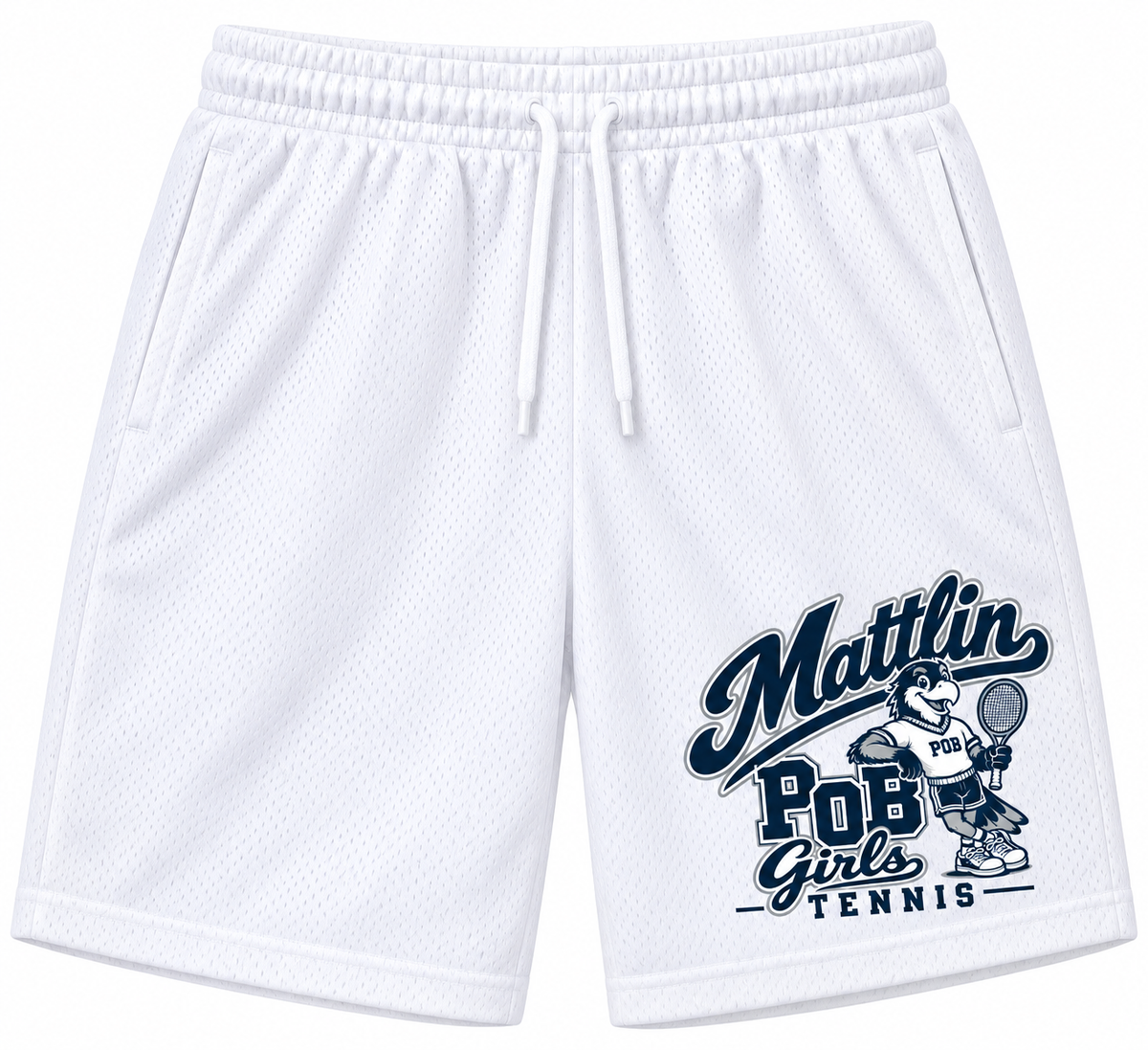 POB Mattlin Girls Tennis Retro Hawks Basketball Shorts — White