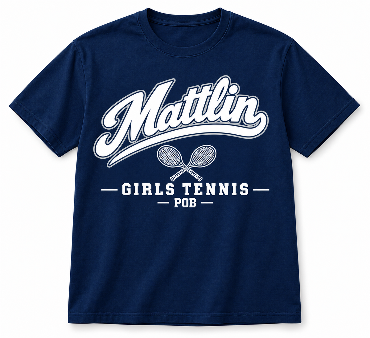 POB Mattlin Girls Tennis Heritage Script Collegiate Cotton Tee in Navy