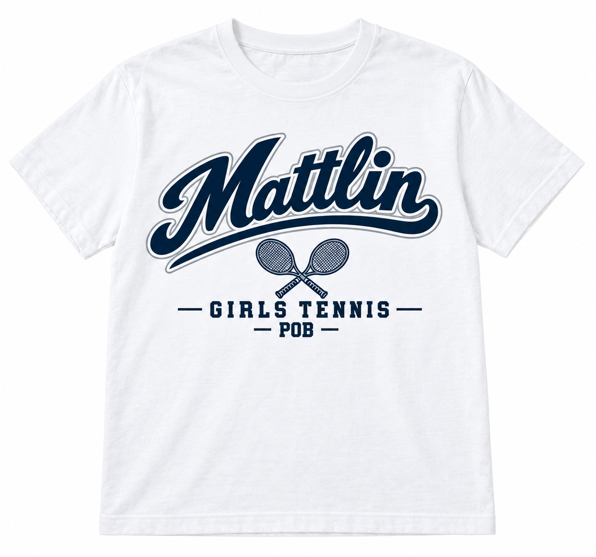 POB Mattlin Girls Tennis Heritage Script Collegiate Cotton Tee — White