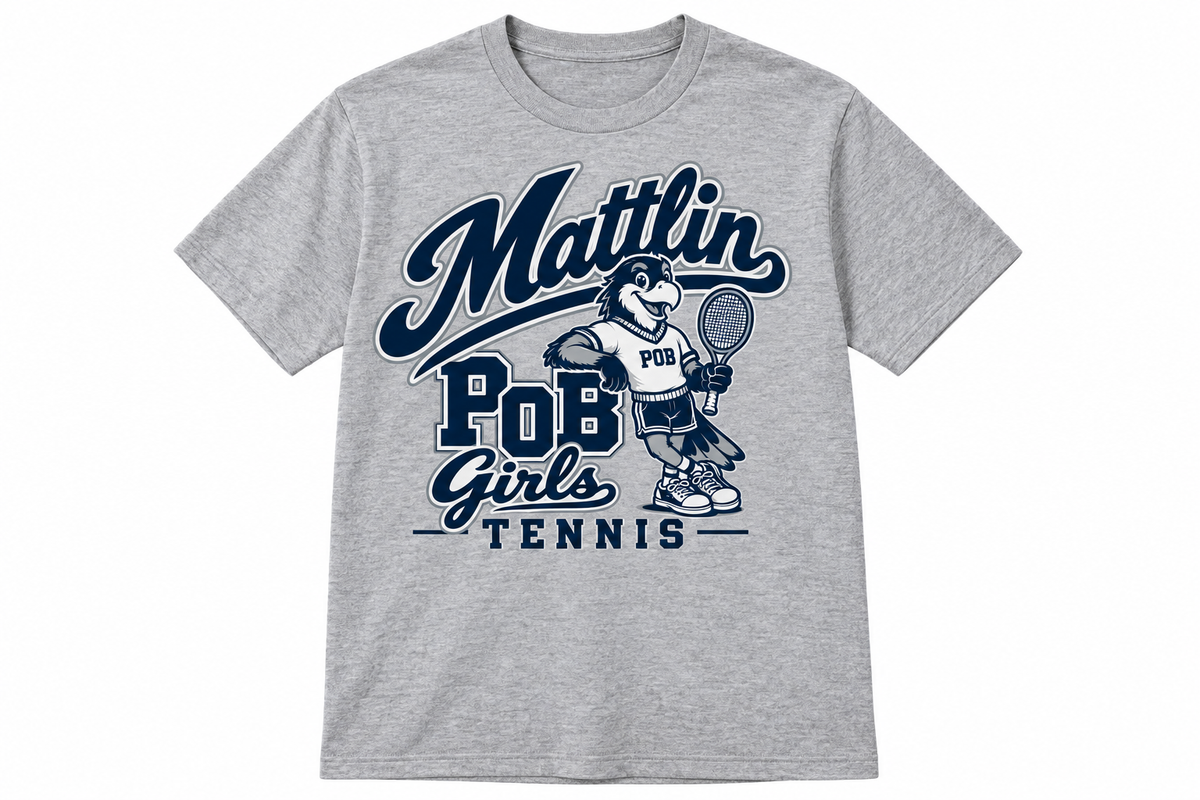 POB Mattlin Girls Tennis Retro Hawks Collegiate Cotton Tee — Heather Gray