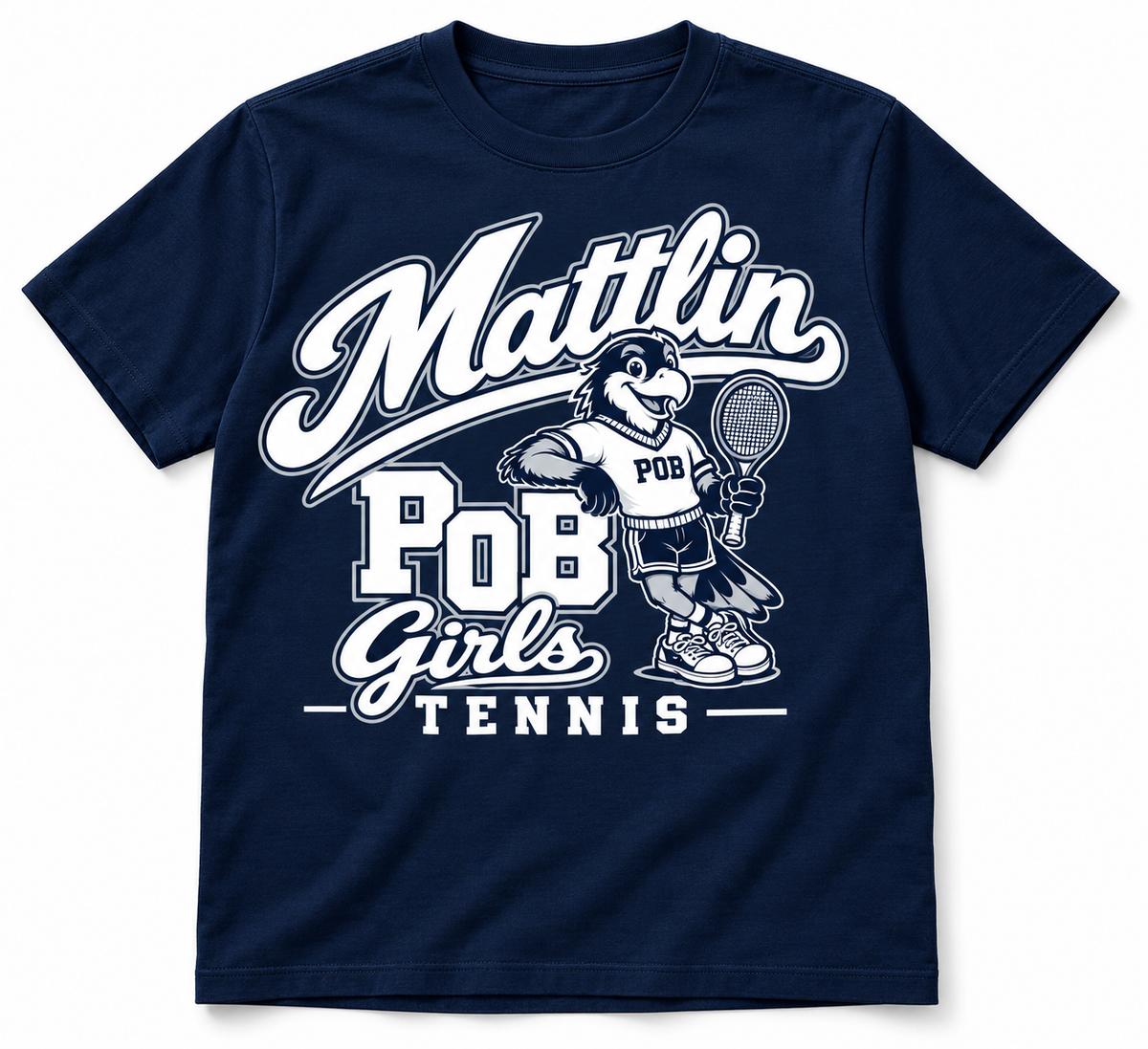 POB Mattlin Girls Tennis Retro Hawks Collegiate Cotton Tee in Navy