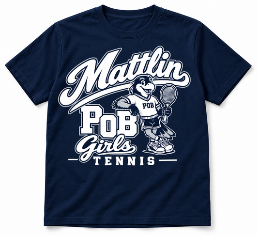 POB Mattlin Girls Tennis Retro Hawks Collegiate Cotton Tee in Navy