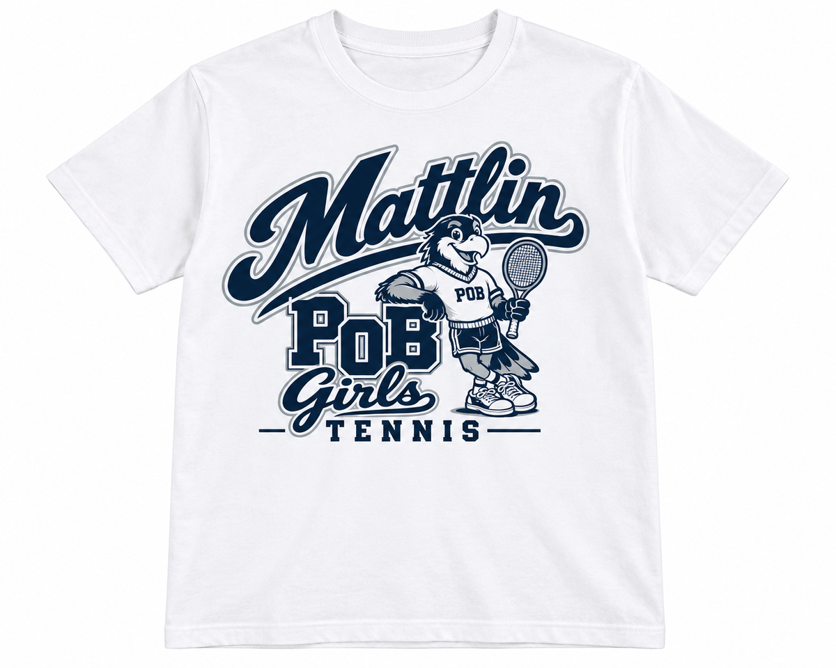 POB Mattlin Girls Tennis Retro Hawks Collegiate Cotton Tee — White