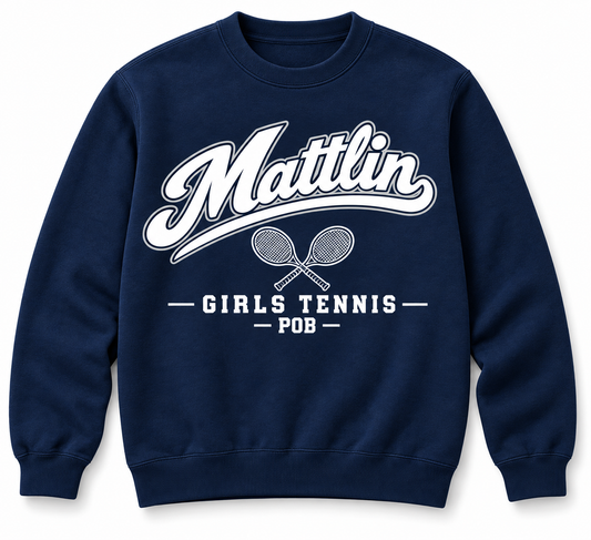 POB Mattlin Girls Tennis Heritage Script Crewneck Sweatshirt in Navy