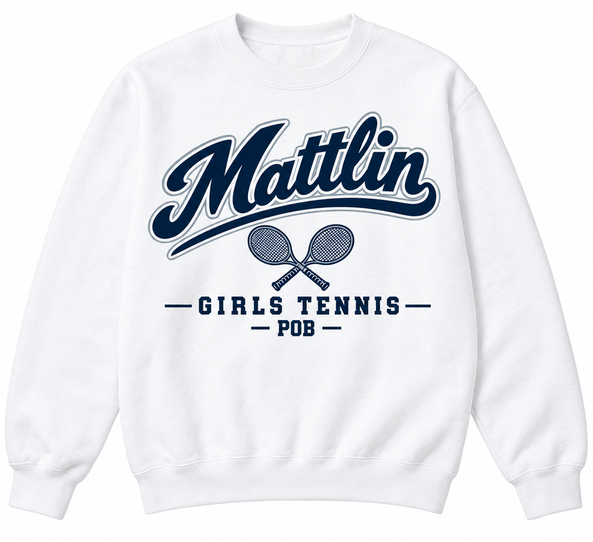 POB Mattlin Girls Tennis Heritage Script Crewneck Sweatshirt — White