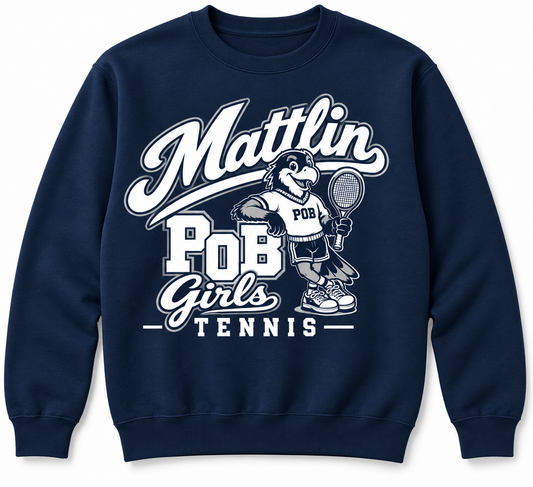 POB Mattlin Girls Tennis Retro Hawks Crewneck Sweatshirt in Navy