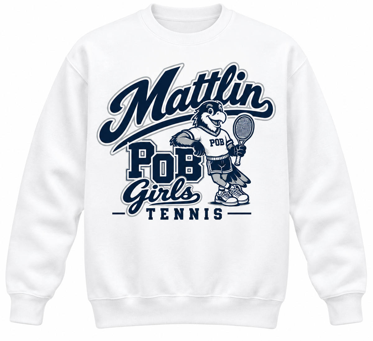 POB Mattlin Girls Tennis Retro Hawks Crewneck Sweatshirt — White