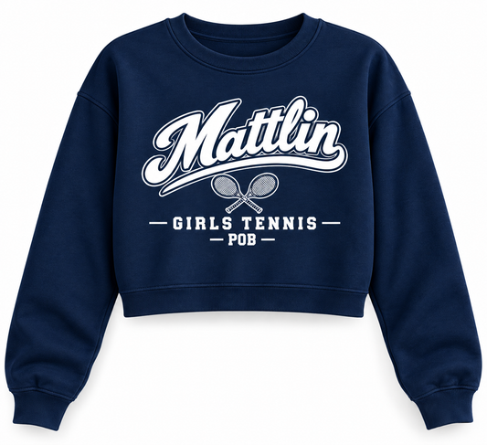 POB Mattlin Girls Tennis Heritage Script Cropped Crewneck in Navy