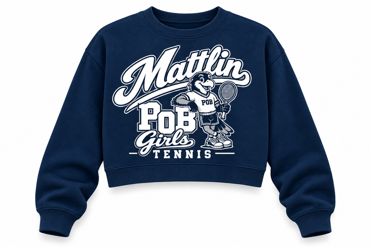 POB Mattlin Girls Tennis Retro Hawks Cropped Crewneck in Navy