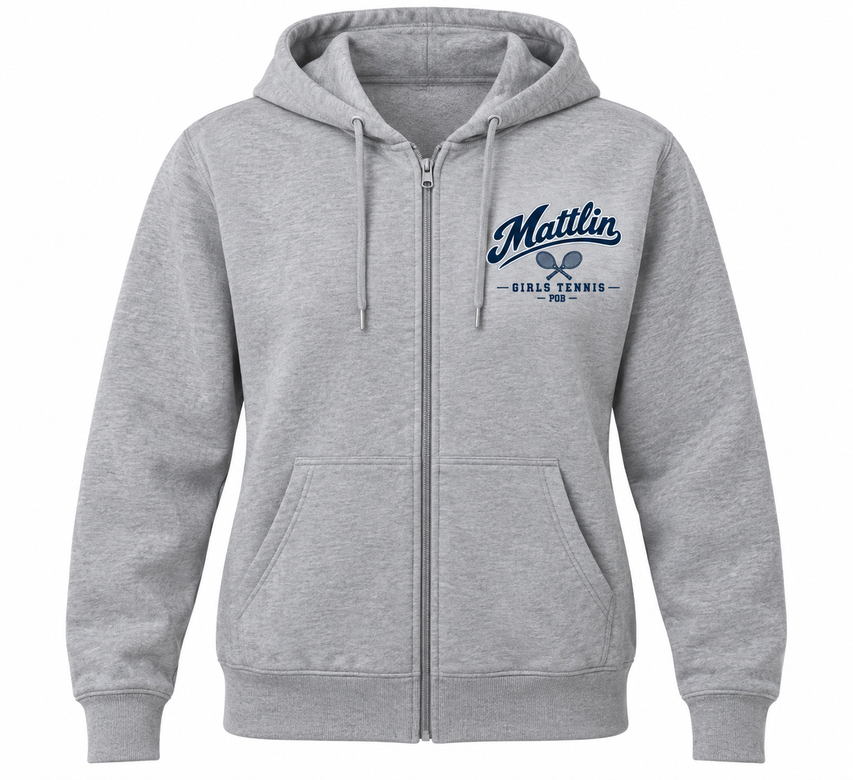 POB Mattlin Girls Tennis Heritage Script Full-Zip Hoodie — Heather Gray
