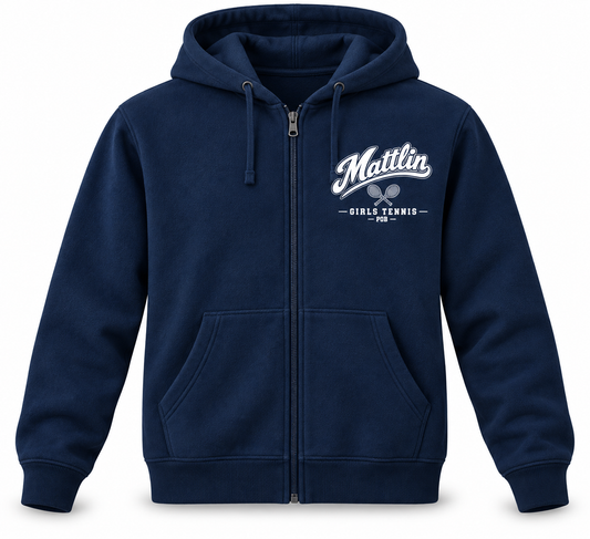 POB Mattlin Girls Tennis Heritage Script Full-Zip Hoodie in Navy