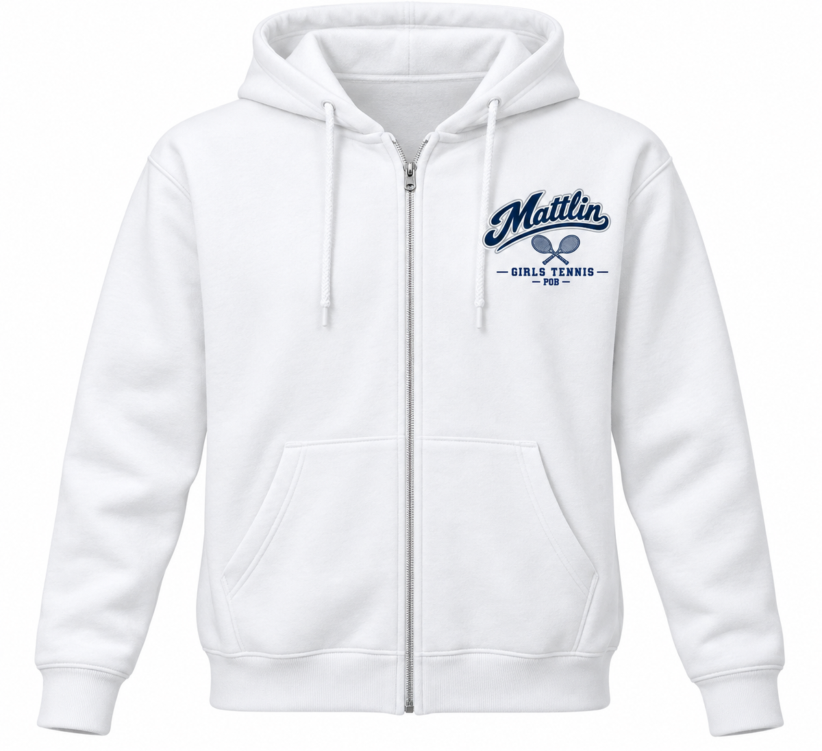 POB Mattlin Girls Tennis Heritage Script Full-Zip Hoodie — White