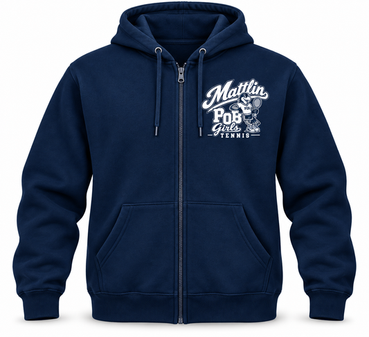 POB Mattlin Girls Tennis Retro Hawks Full-Zip Hoodie in Navy