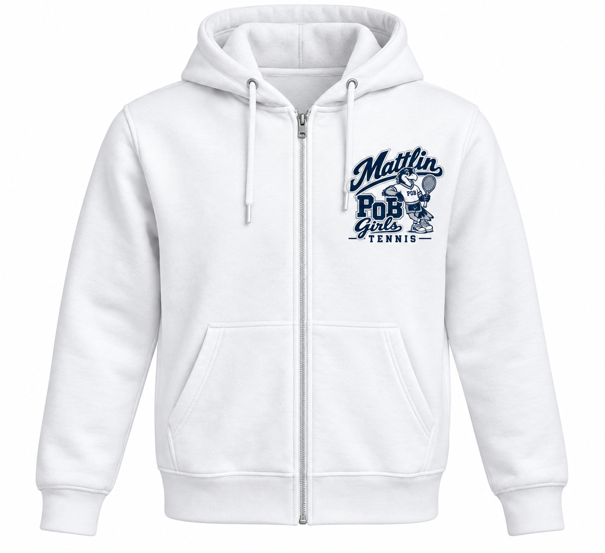 POB Mattlin Girls Tennis Retro Hawks Full-Zip Hoodie — White