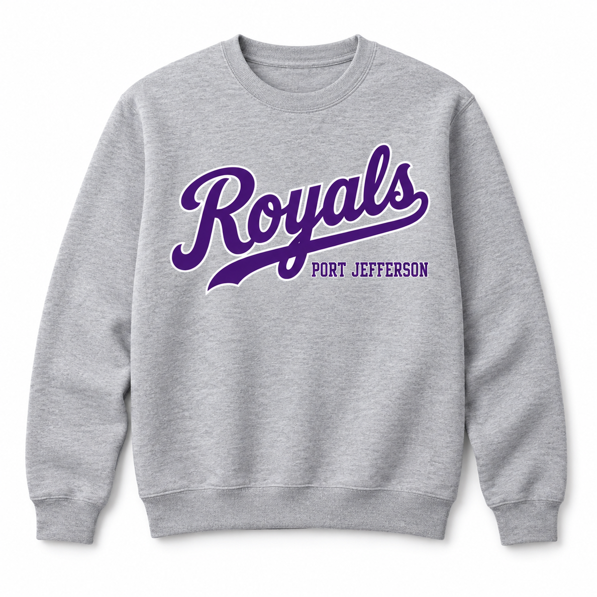 Port Jefferson Youth Royals Script Crewneck - Heather Gray