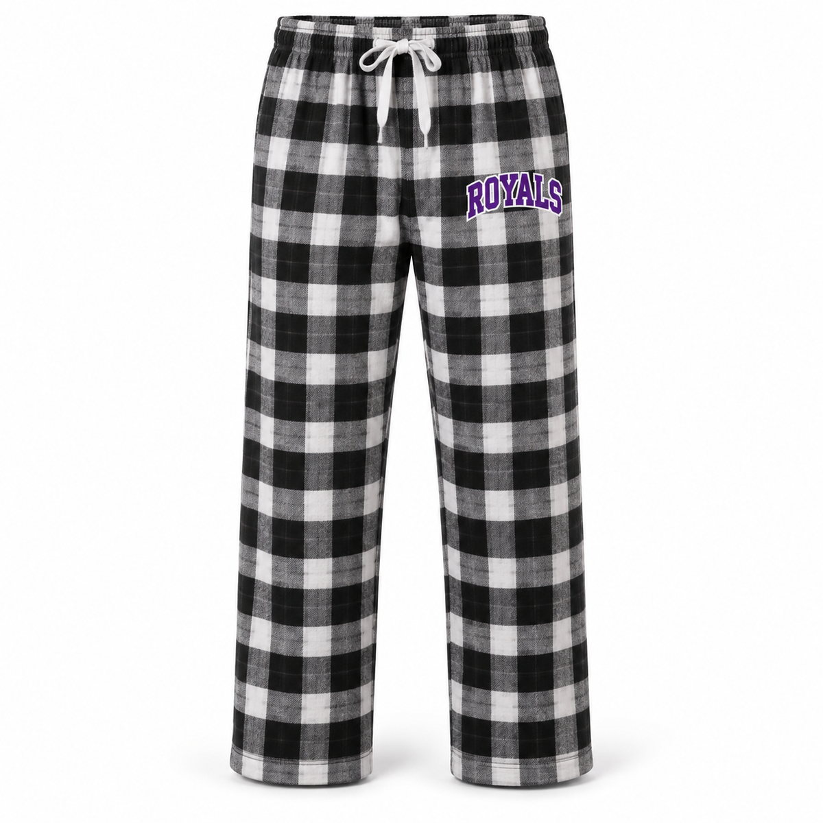 Port Jefferson Youth Royals Flannel Pajama Pants - Black / White Plaid