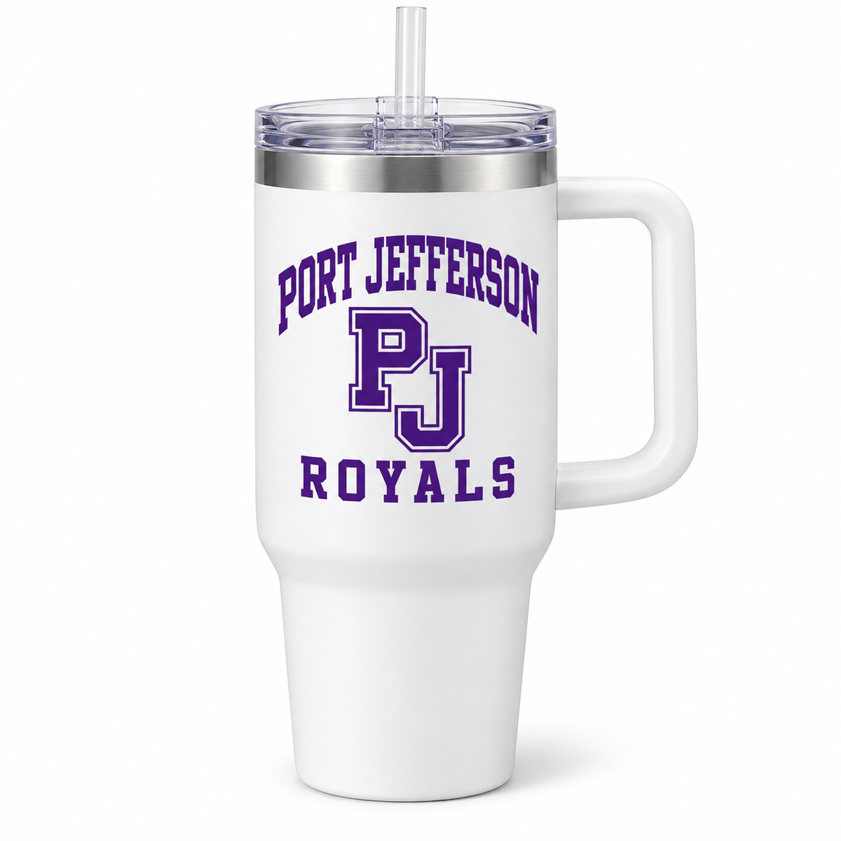 Port Jefferson PJ Varsity 40 oz Handled Tumbler - White