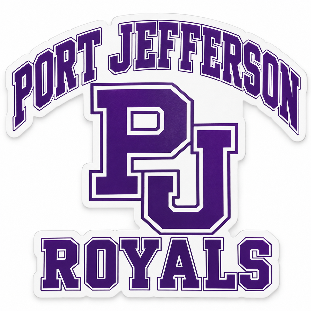 Port Jefferson PJ Royals Die Cut Sticker - Purple / White