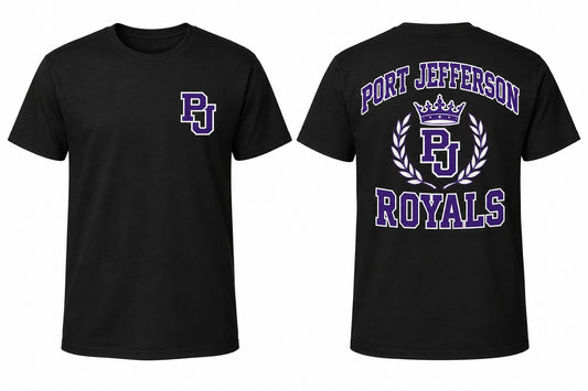 PORT JEFFERSON ROYALS black tee front and back