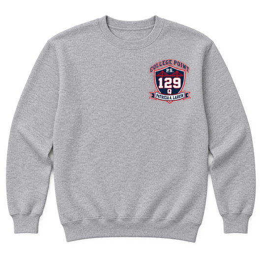 P.S. 129Q Adult Crewneck – College Point Bridge Crest in Sport Grey