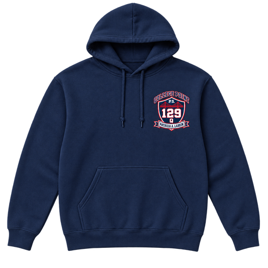 P.S. 129Q Adult Hoodie – College Point Bridge Crest in Navy