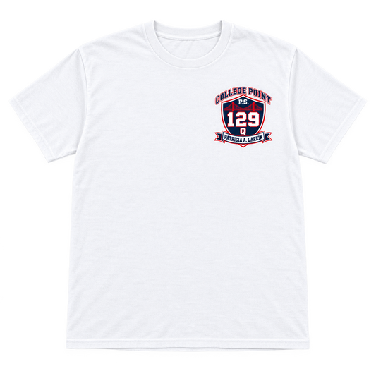 P.S. 129Q Adult T-Shirt – College Point Bridge Crest in White