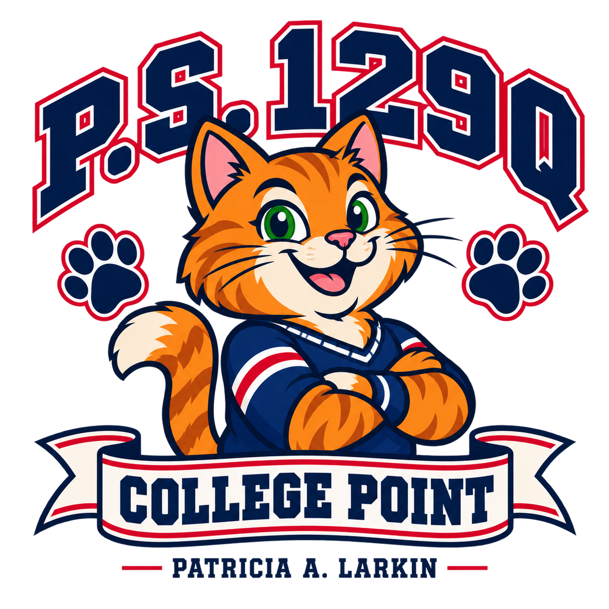 College Point cat sticker included in the three-piece pack
