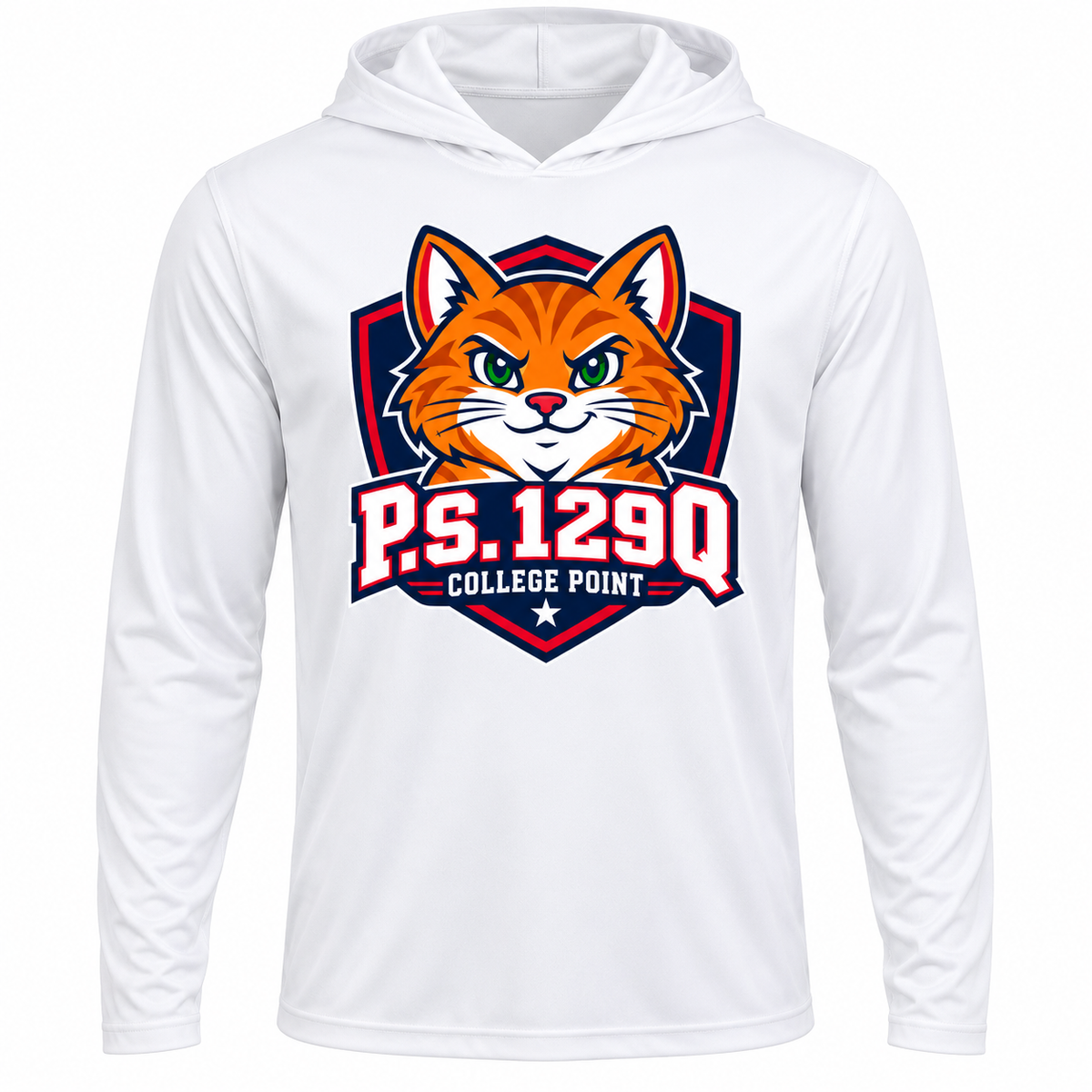 P.S. 129Q Adult Performance Hooded Long Sleeve in White