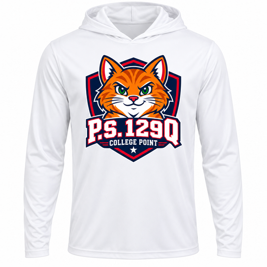 P.S. 129Q Adult Performance Hooded Long Sleeve in White