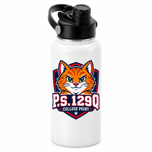 P.S. 129Q 32oz Dual-Lid Water Bottle in White