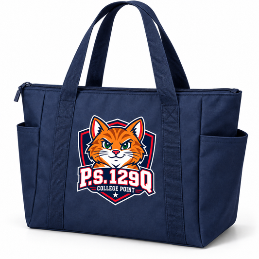 P.S. 129Q Polyester Zip-Top Tote in Navy