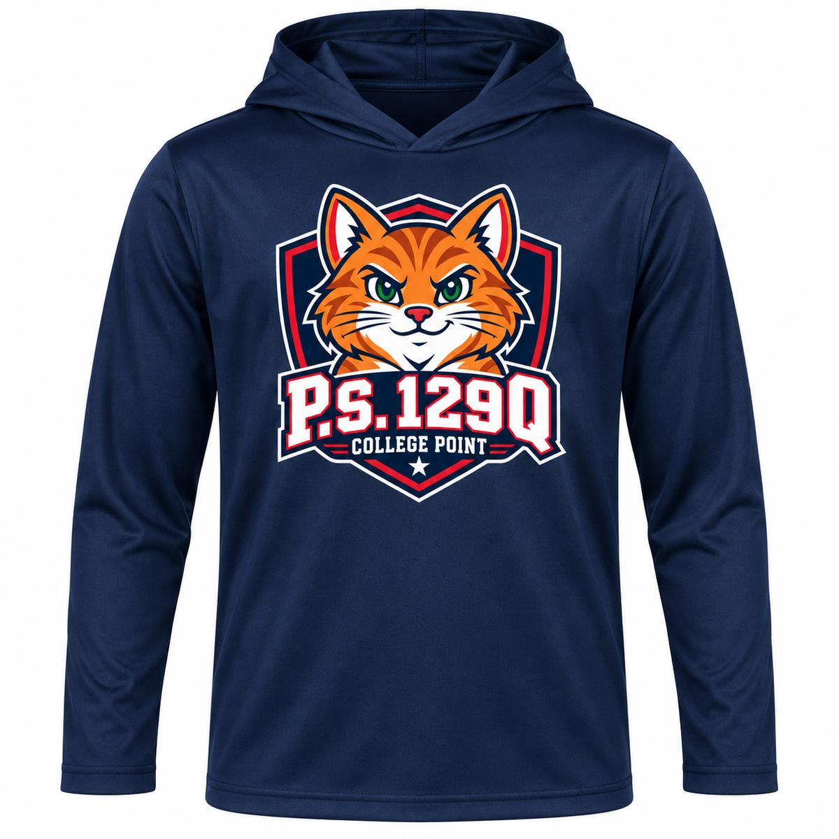 P.S. 129Q Youth Performance Hooded Long Sleeve in Sport Dark Navy