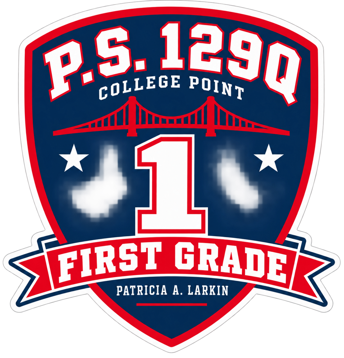 P.S. 129Q First Grade Sticker Pack – 3-Piece College Point Set in Navy, Red and White